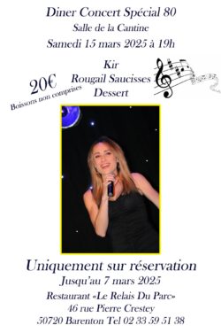 diner concert spécial le 15 mars