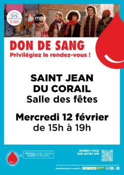 don du sang 12 février à St Jean du Corail